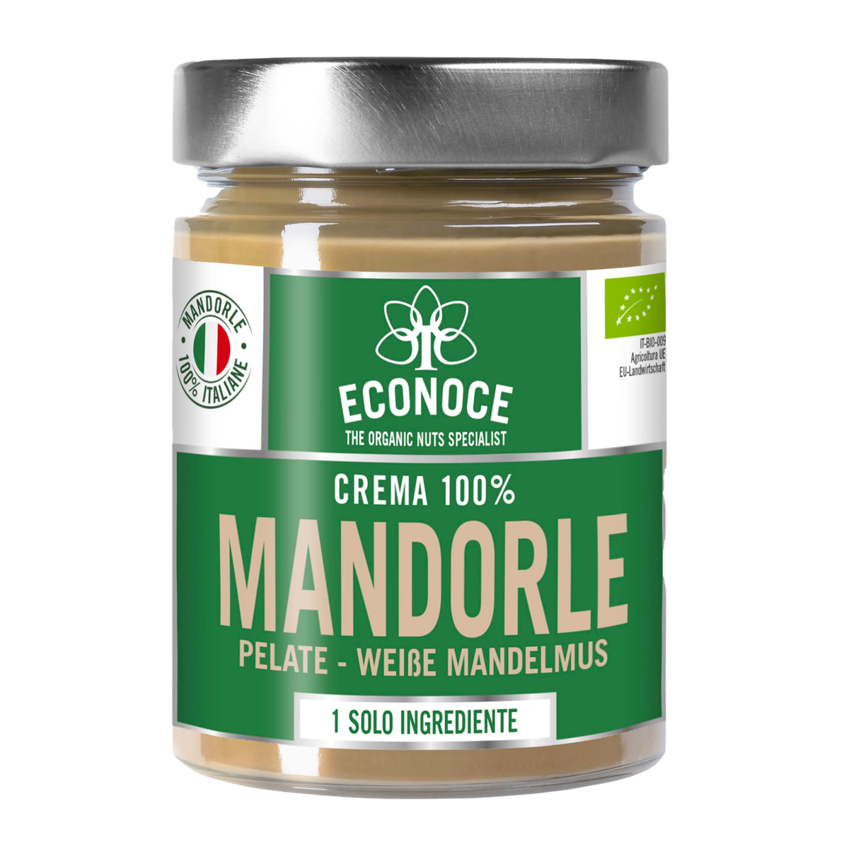 CREMA DI MANDORLE PELATE BIO - 100% FRUTTA SECCA IN VETRO