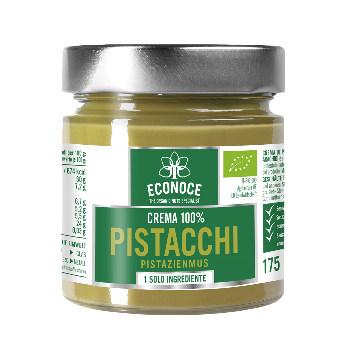 CREMA DI PISTACCHI SGUSCIATI BIO - 100% FRUTTA SECCA IN VETRO