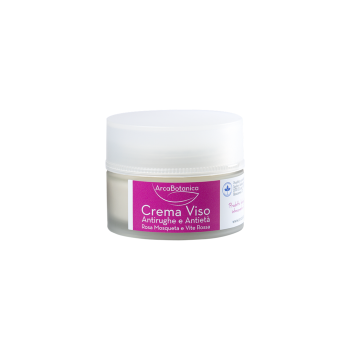 CREMA VISO ANTIRUGHE e ANTIETA' ROSA MOSQUETA e VITE ROSSA