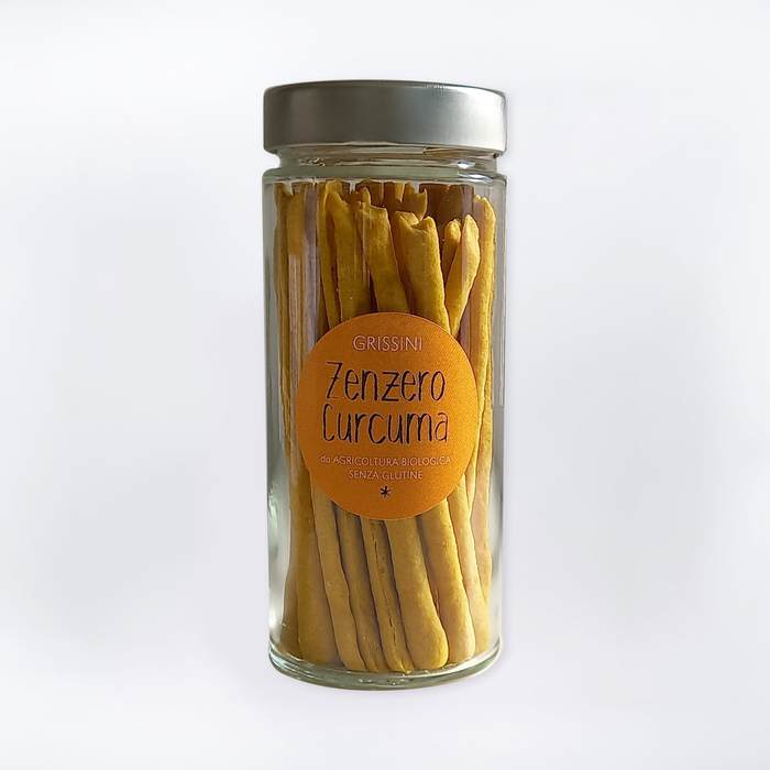 GRISSINI IN VASO ZENZERO e CURCUMA - BIO, SENZA GLUTINE e SENZA LATTOSIO