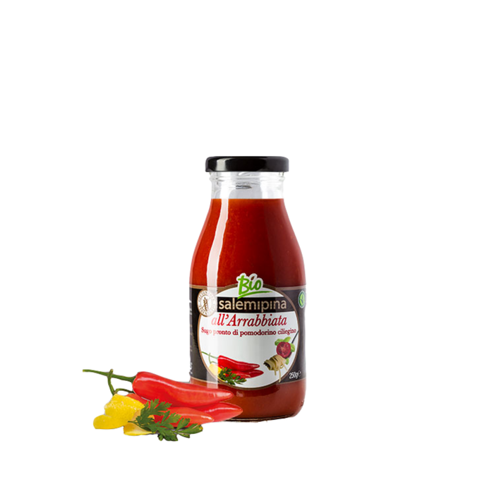 Sugo pronto all'Arrabbiata Piccante di Pomodorino Ciliegino Vegan e Gluten Free