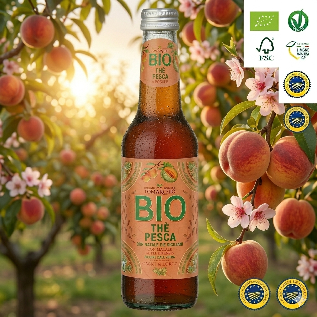 Tomarchio bibite TE' alla PESCA e MELONE con TE' NERO di CEYLON BIO 275 ml
